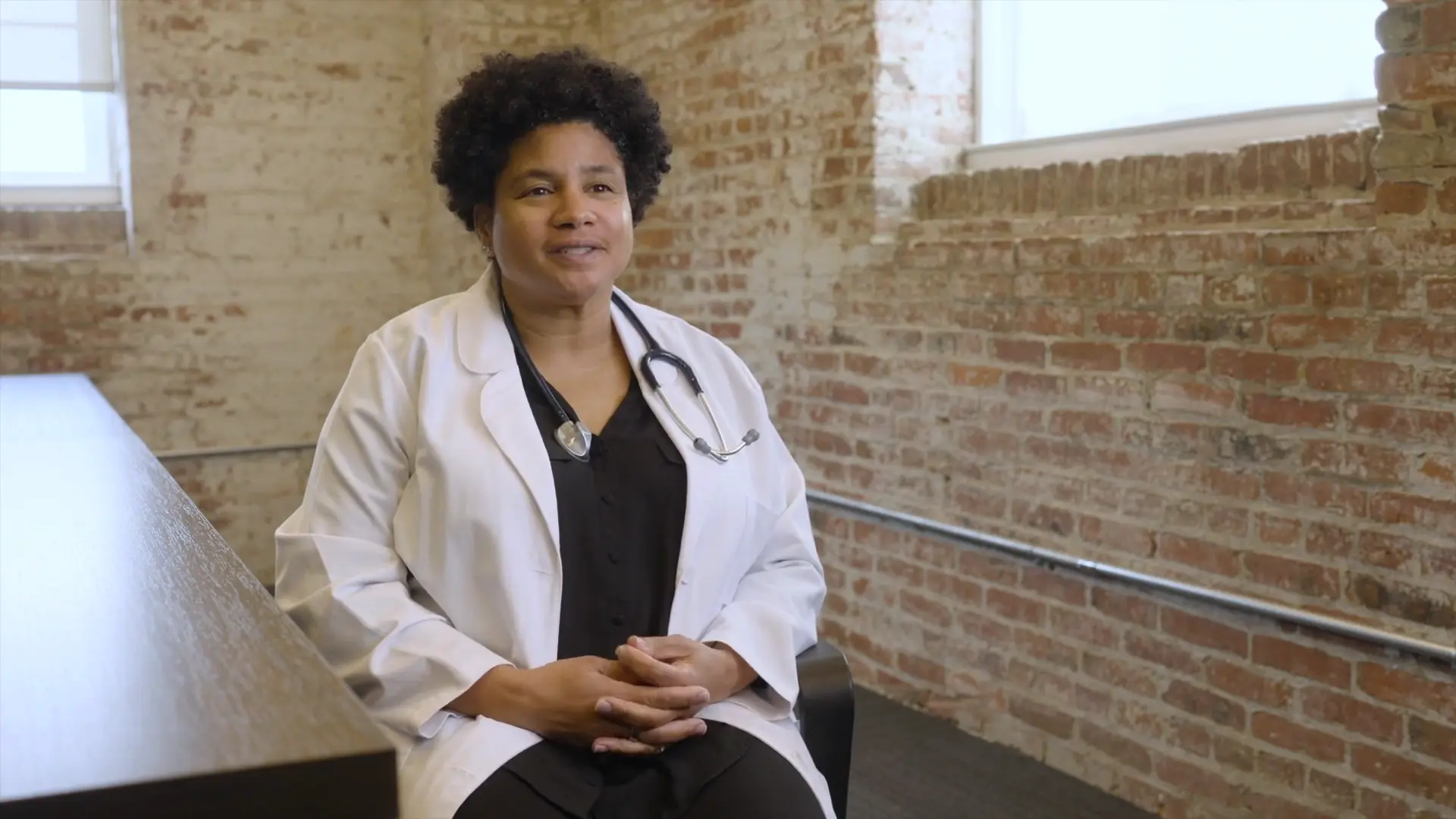 Research team member working with participant